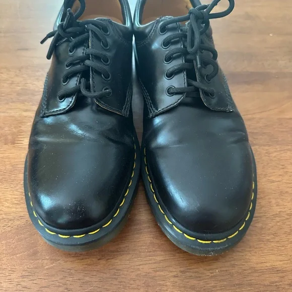Dr. Martens Black Leather Oxfords with Yellow Stitching - Picture 2 of 7